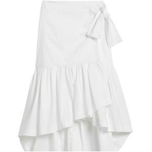 Banana Republic White Wrap Midi High-Low Skirt Size 10 NWT